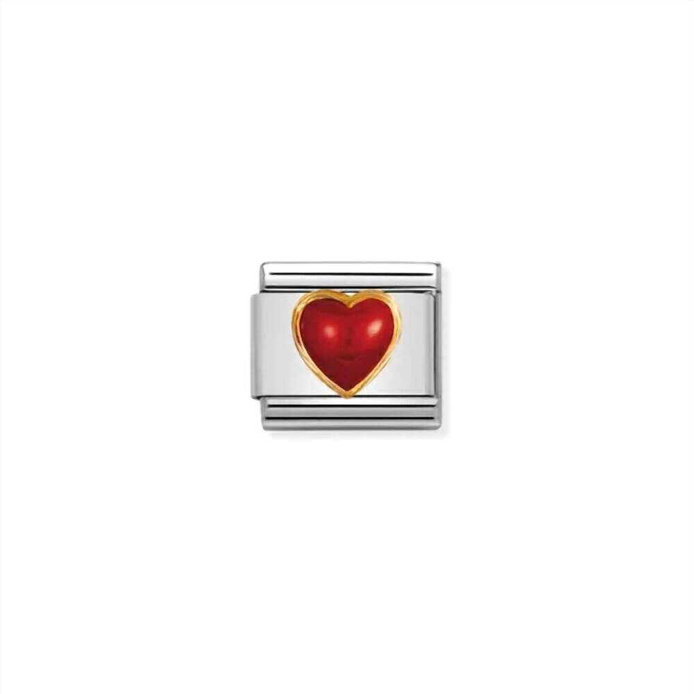 NEW NOMINATION unisex love composable classic links in red heart/gold/silver